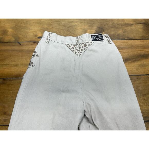 VTG Western Ethics Denim Jeans Size 1 Beige Leopard Bareback NWT - Picture 10 of 15